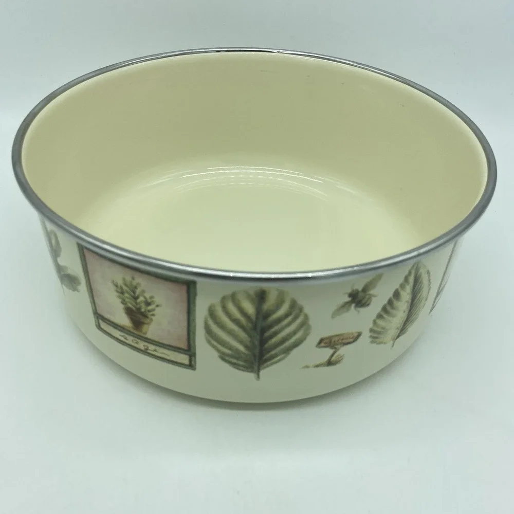Pfaltzgraff Naturewood Set Of 2 Enamel Metal Nesting Storage Mixing Bowls No Lid